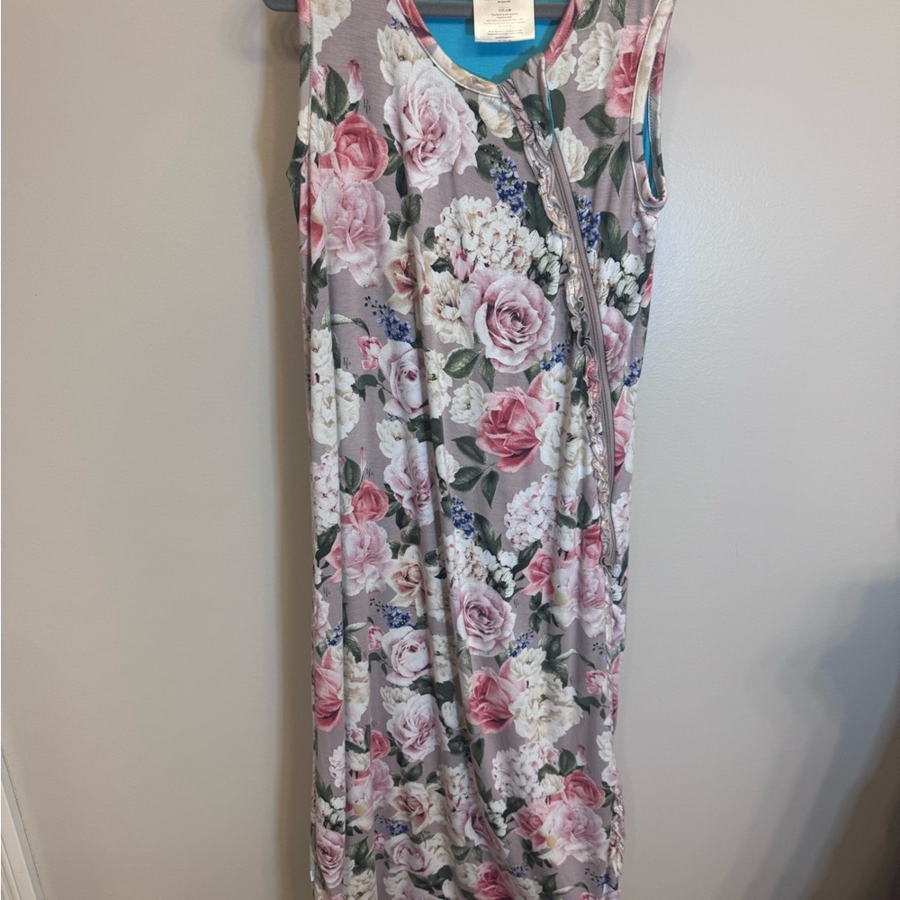Posh Peanut Floral Kids Pajamas Sleep Sack - Pink and Gray